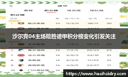 沙尔克04主场险胜德甲积分榜变化引发关注